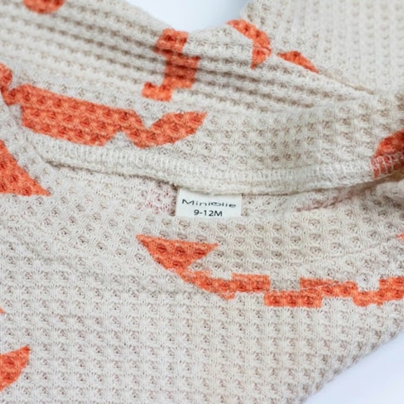 Mini Olie Waffle Knit Pumpkin One Piece Pajamas 9–12 Months Fall Halloween - Picture 6 of 6